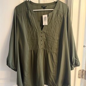 Torrid Olive Pintuck Blouse